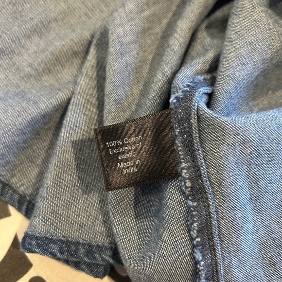 Lane Bryant Womens Blue Denim Cold Shoulder Tie Neck Peplum Top Size 22 - Picture 8 of 10